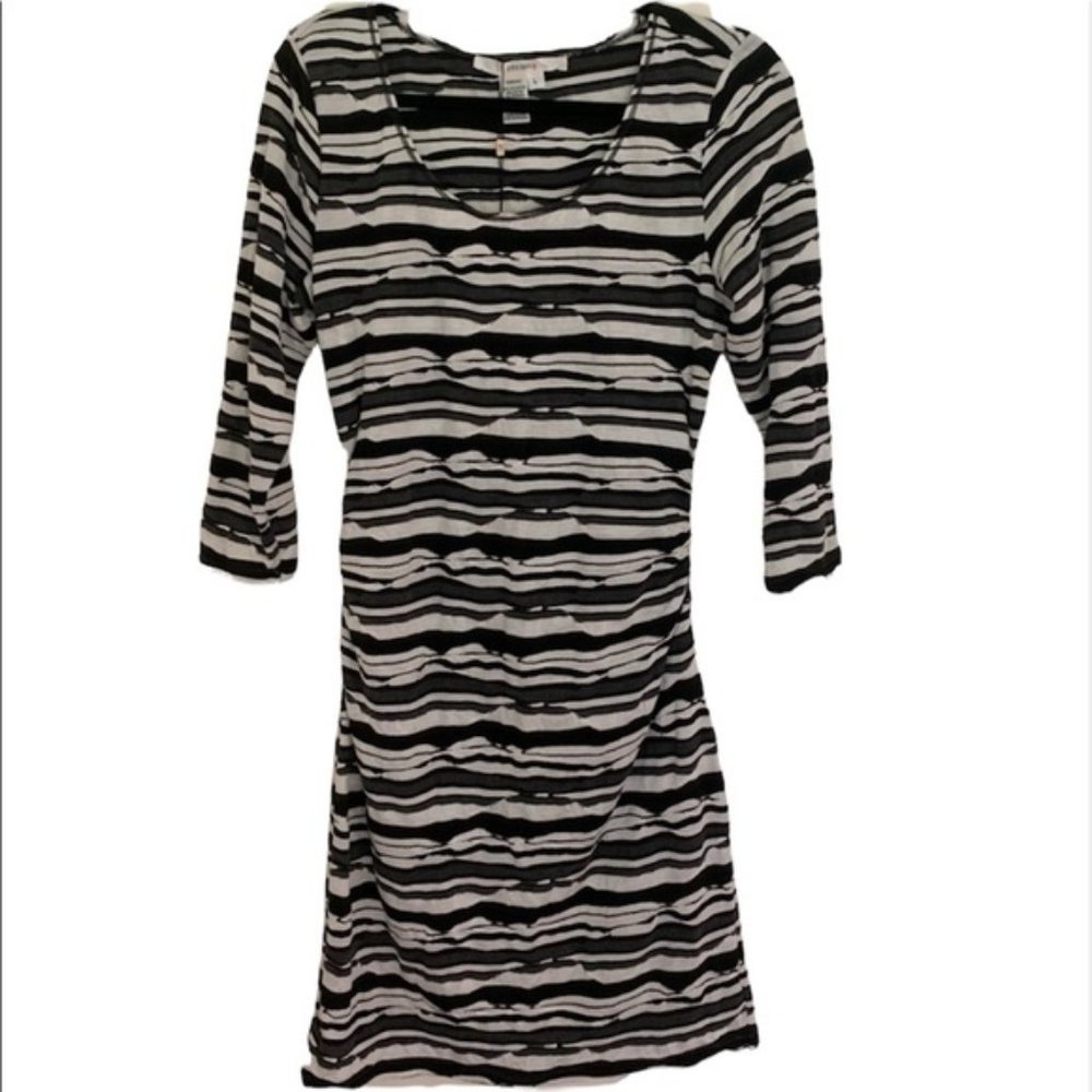 Studio M | Striped Black & Cream Sheath Dress | NWT | Large
